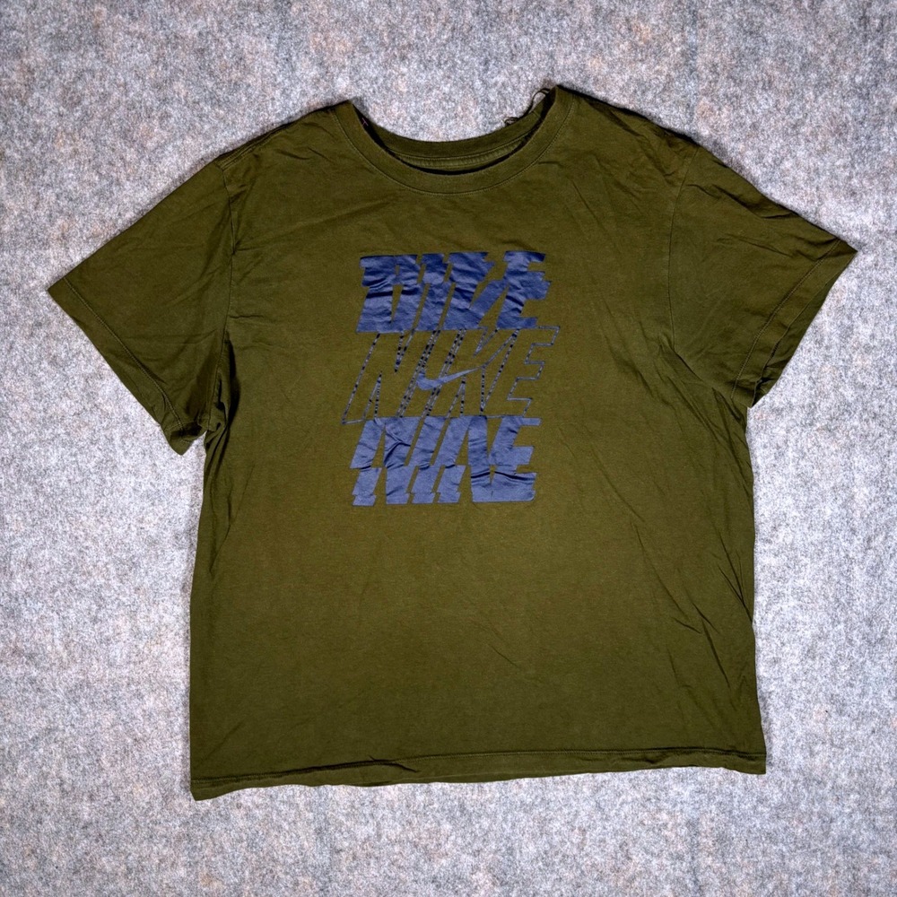 Nike Graphic Tee Mens XL Olive Green Short Sleeve Swoosh‎ T-Shirt